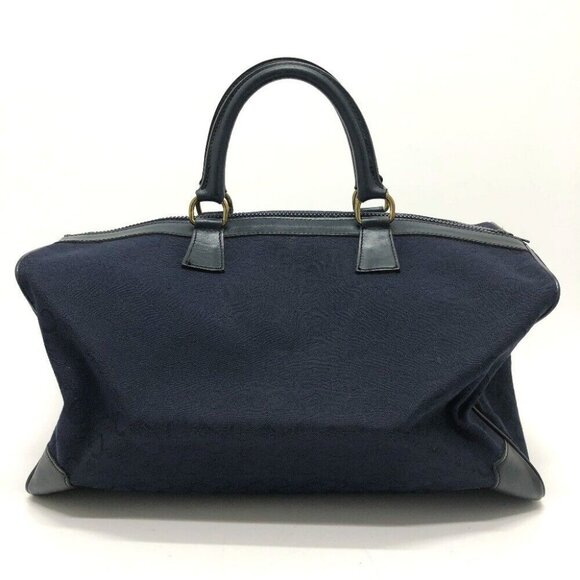 CELINE C Macadam Carriage vintage Hand Bag Duffle Bag Canvas/Leather Navy - Picture 2 of 11